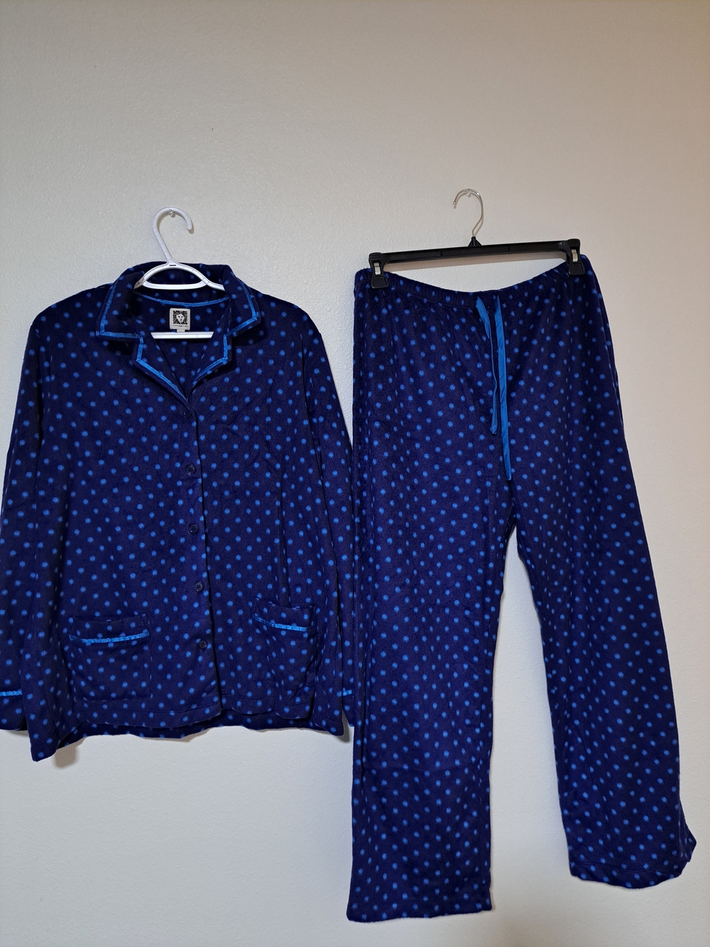 Anne Klein Navy and Light Blue Polka Dot Kids Pajama Set